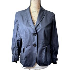 AKRIS PUNTO Women Cotton Jacket Blazer Black No Lining 3/4 Sleeve SZ M